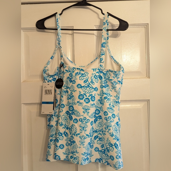 NWT COCO REEF RUFFLE BRA SIZED UNDERWIRE TANKINI TOP - BLUE/WHITE - 36D - Picture 4 of 7